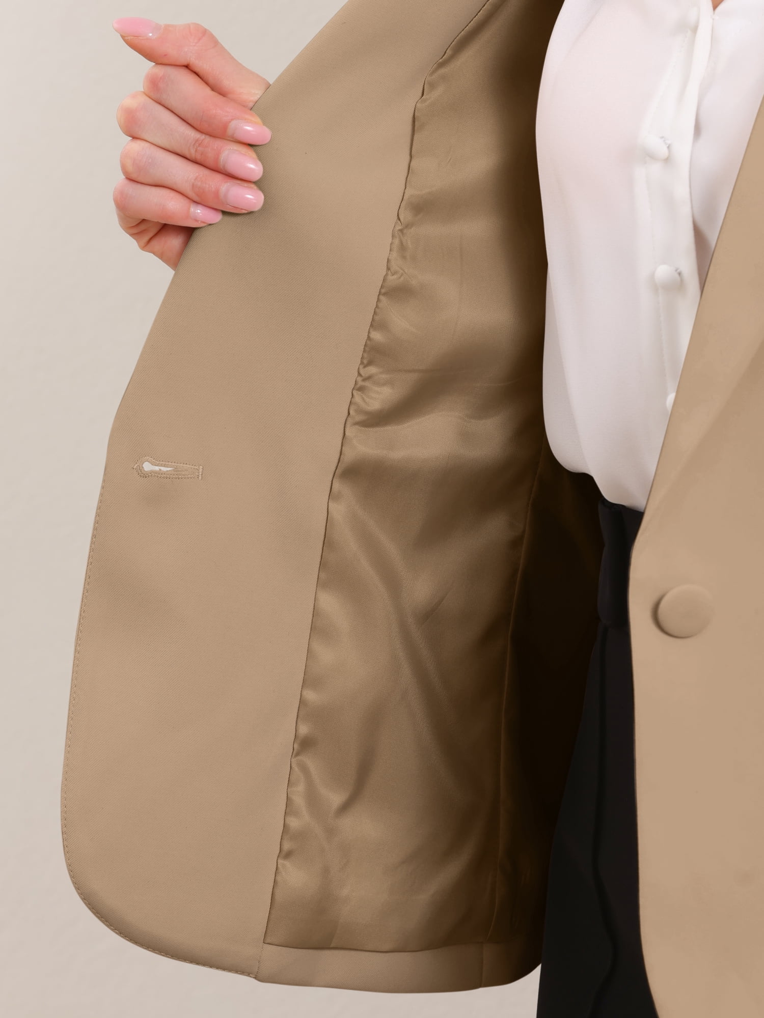 DARING DIVA Women's Casual Long Sleeve One Button Pockets Suit Jacket M Deep Khaki
