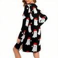 thumbnail image 4 of Dvprdro Christmas Nightgowns for Women Long Sleeve Cozy Sleepwear Loungewear Trendy Printed Zip-up Pajama Robe with Pockets, 4 of 5