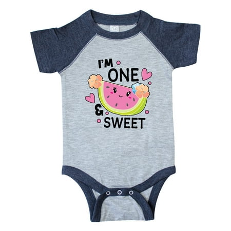 

Inktastic I m One and Sweet with Cute Watermelon Gift Baby Girl Bodysuit