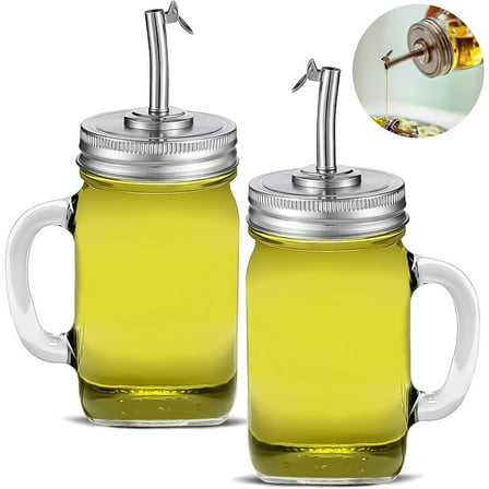 Mason Jar Cups with Pour Spout Lid - (2 Pack)