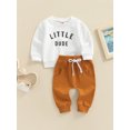 thumbnail image 3 of Bagilaanoe 2Pcs Newborn Baby Girl Boy Long Pants Set Letter Print Long Sleeve Sweatshirt Pullover Tops+ Trousers 6M 12M 18M 24M 3T Fall Casual Sweatsuit, 3 of 9