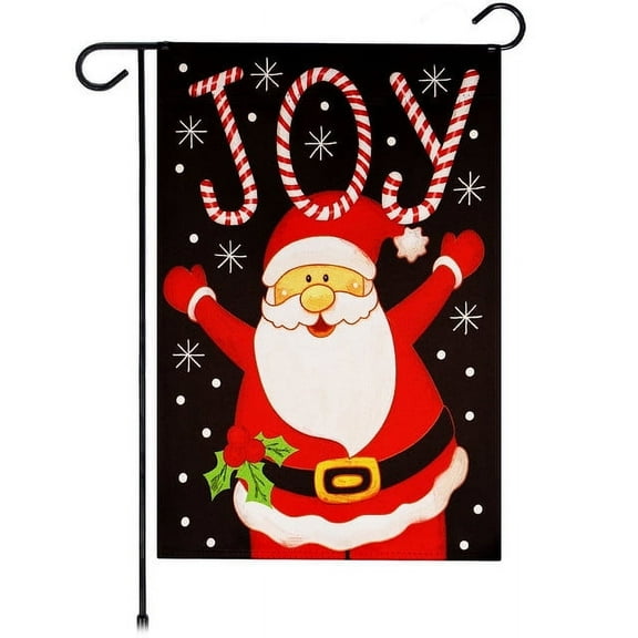 G128-12"x18" Double-Sided Christmas Garden Flag Decoration Joyful Santa
