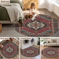 thumbnail image 6 of Round Rugs 5 Ft, Aztec Southwest Non Slip Area Rugs for Kitchen Bedroom Entryway, Red Brown Boho Chic Abstract Geometric Washable Carpet Runner Rug Floor Mats for Bedroom Home Decor, 6 of 9