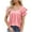 Pink, variant on Plebaso Women's Ruffle Short Sleeve Tunic Tops Pleated Crew Neck Casual Summer Shirts Vacation Beach