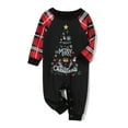 thumbnail image 4 of Bemycutue Christmas Family Pajamas Matching Set, Long Sleeve Tree Print T-shirt with Plaid Pants Sleepwear Loungewear, 4 of 10