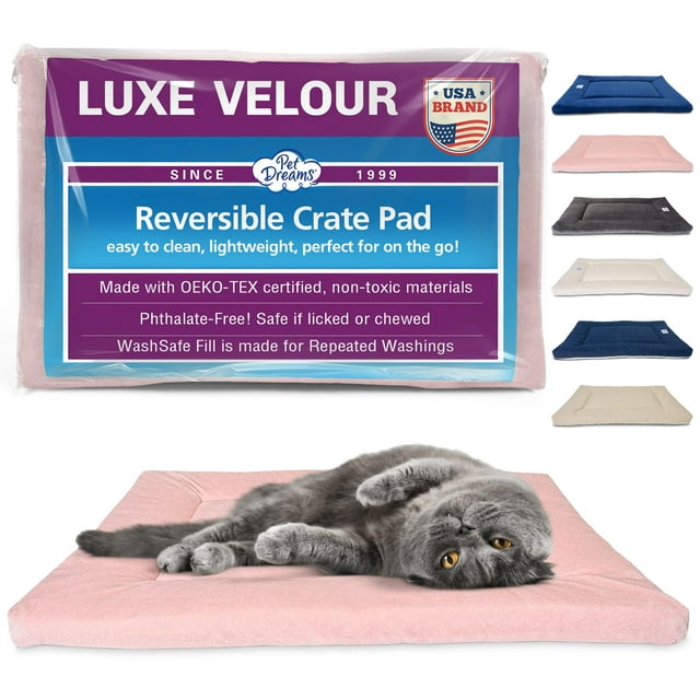 Pet Dreams Cama Pequeña Para Gatos – Alfombrilla Lavable Para Gatos, Cama Plana No Tóxica Para Interiores Para Gatitos, Se Adapta A Icrate 18 24 30 36 42 48 Pulgadas (Rosa X Pequeña 18 Pulgadas)