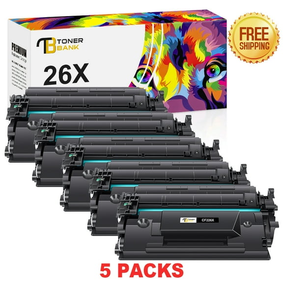 Toner Bank Compatible Toner for HP 26X CF226X Laserjet Pro M402d M402n M402dn M402dw, MFP M426dw M426fdw M426fdn Printer Ink (Black, 5-Pack)