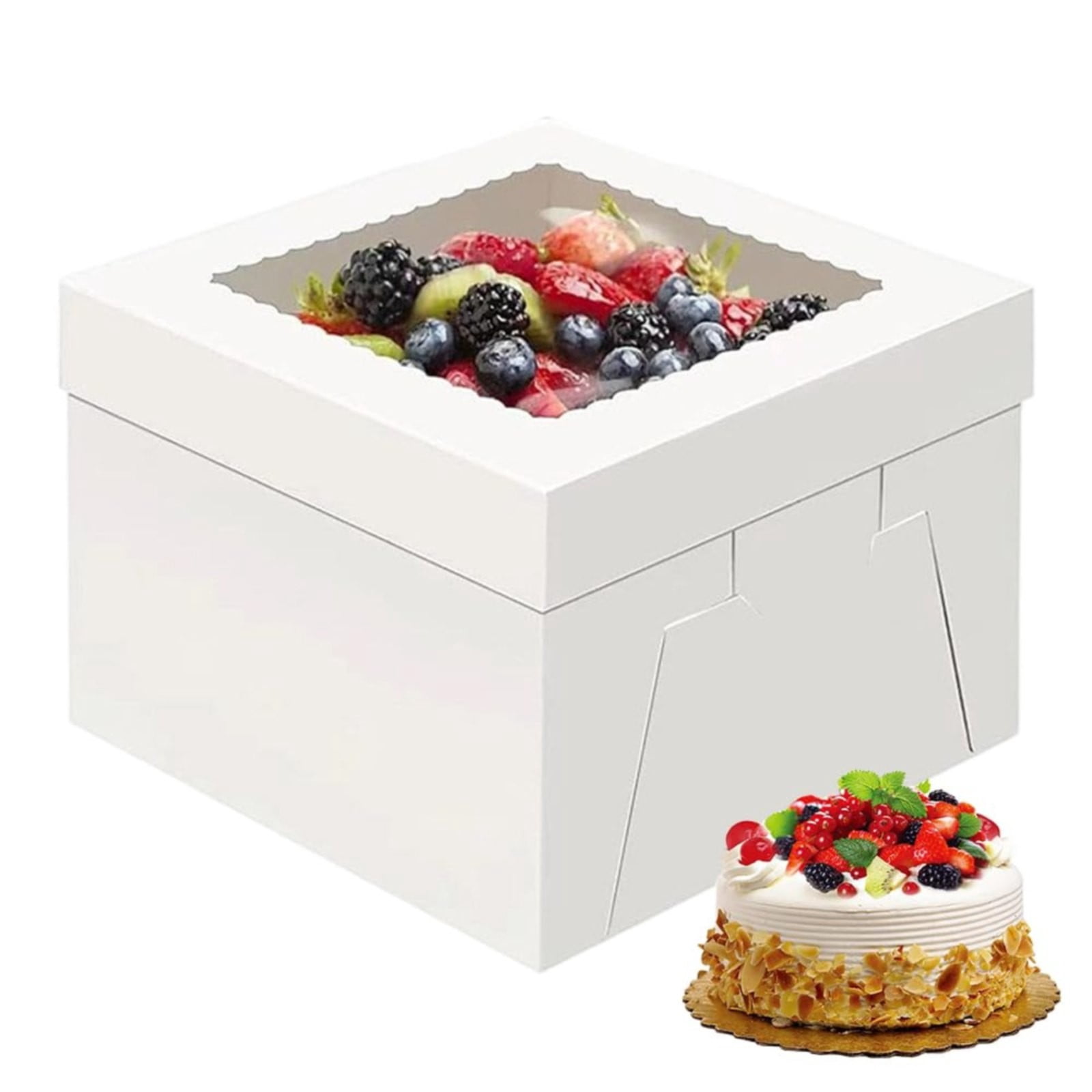 ZOURIH 1 Pcs Cake Boxes, Cake Box with Window, White Cake Boxes 12