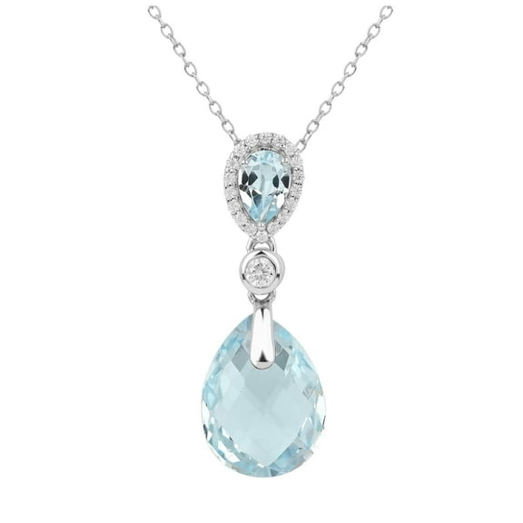 Genuine Sky Blue Topaz Pendant in .925 Sterling Silver Blue Moissanite Pendant Necklace Teardrop Necklace For Women December Birthstone Month Jewelry Gift For Her