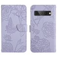 thumbnail image 2 of Feishell Crossbody Wallet Cover for Google Pixel 7 Pro,Flower & Butterfly Embossed Pattern PU Leather Magnetic Flip Stand Card Slots Shockproof Phone Case with Shoulder & Wrist Strap,Lightpurple, 2 of 13