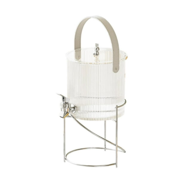 Dispensador de bebidas heladas, dispensador de agua, jarra de té helado y jugo con soporte blanco con rejilla