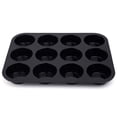 thumbnail image 1 of Molde para magdalenas, molde para 12 magdalenas de silicona, revestimiento antiadherente, molde para magdalenas, brownie, pudín, muffin, latta, molde para hornear, negro, 1 of 3