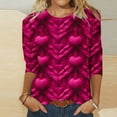 thumbnail image 2 of WXLWZYWL Women Buffalo Plaid & Leopard Heart 3/4 Sleeve T-Shirt, 2 of 4