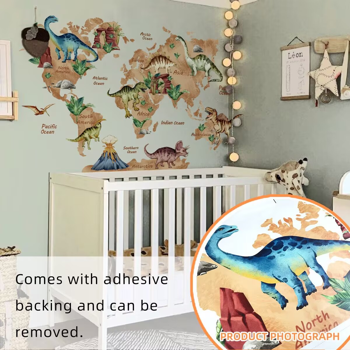 Cartoon animal decals, dinosaur map wall stickers, dinosaur stickers, map posters,Living Room DIY transparent stickers Peel and Stick Removable Home Decor Bedroom Sofa TV Wall Art Decoration