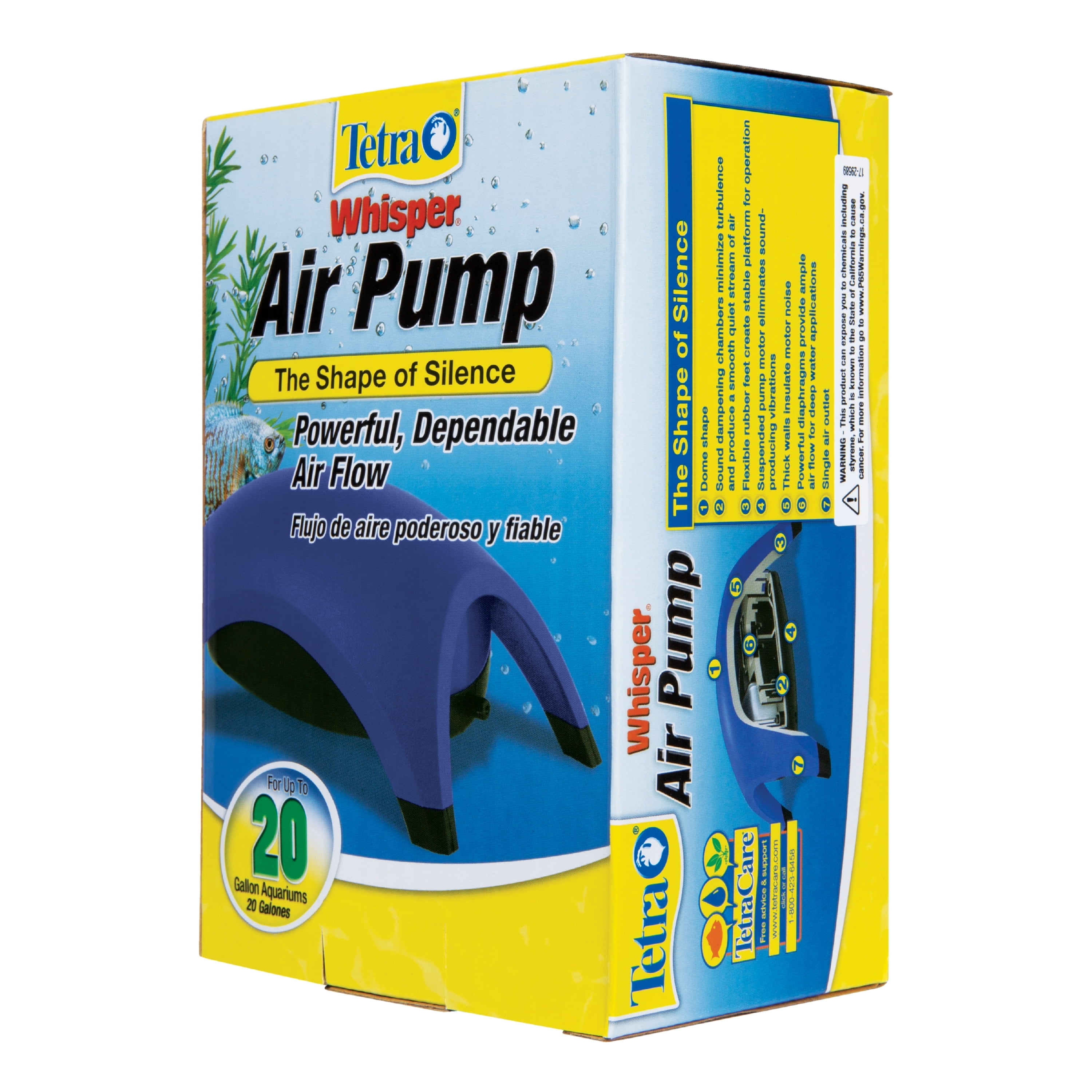 Tetra Whisper Air Pump for Aquariums 10 to 20 Gallons, Powerful Airflow, Non-UL Listed