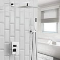 thumbnail image 4 of BWE Polished Chrome Shower Faucet 10 Inch Square Luxury Rain Mixer Shower System Sets Complete 2-Functions Pressure Balancing Wall Mount Rainfall Rough-in Valve Body and Trim Included, 4 of 8