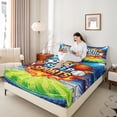 thumbnail image 4 of Homewish Football Soccer Baseball Basketball Boy Girl Full Size Sheets 4-Piece,Eat Sleep Sports Breathable Bed Sheets,Ball Gamer Lightweight Sheet Sets,Breathable Home Decor, 4 of 7