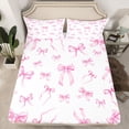 thumbnail image 2 of Homewish Kawaii Pink Bowknot Queen Sheet Sets for Girl, Cute Cartoon Ribbon Flat Sheet, Princess Style Queen Fitted Sheet, Breathable Home Decor, 4-Piece, 2 of 7