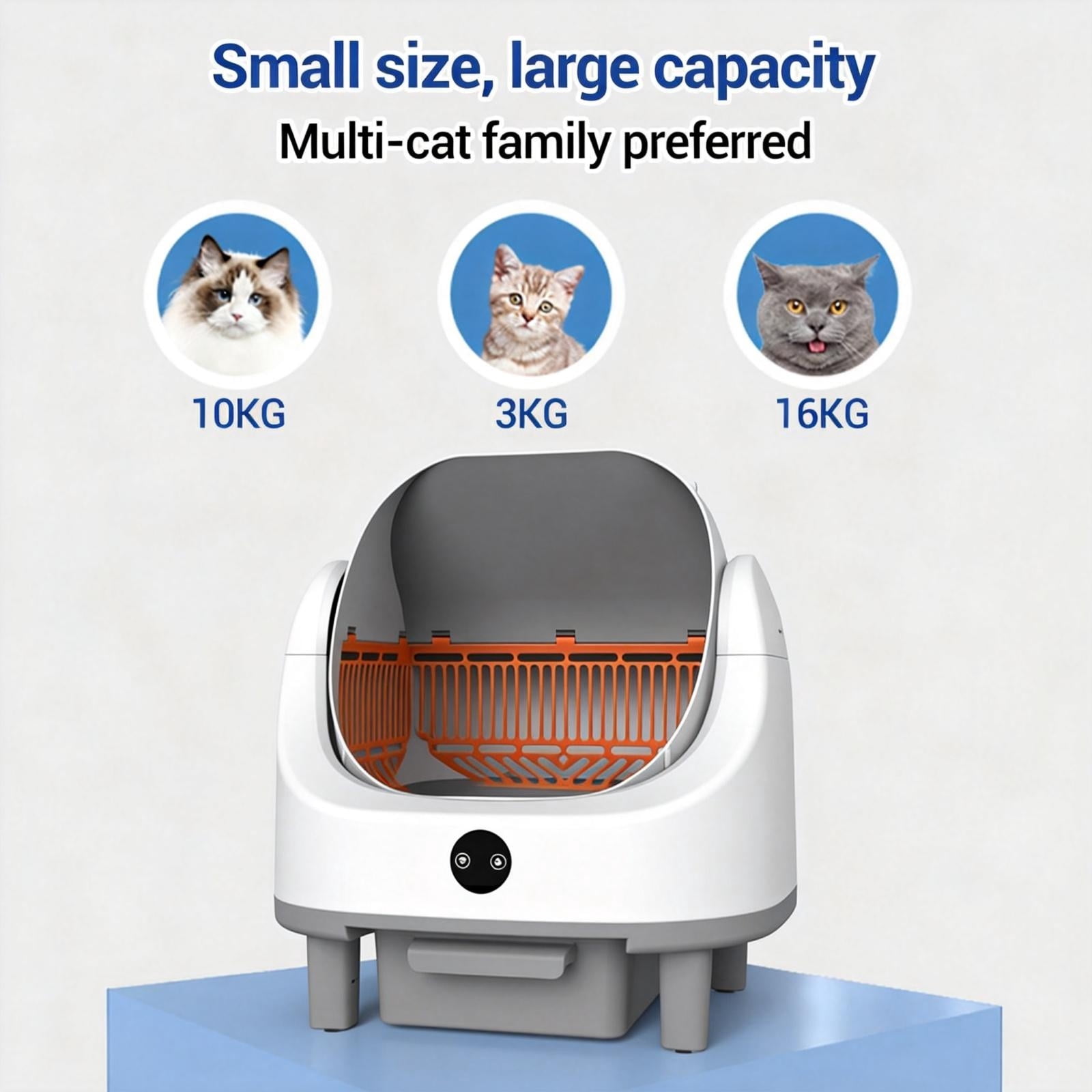 GIMMYFIVE Self-Cleaning Cat Litter Box, APP Control, Odor and Safety Sensors, Open-Top for Multiple Cats