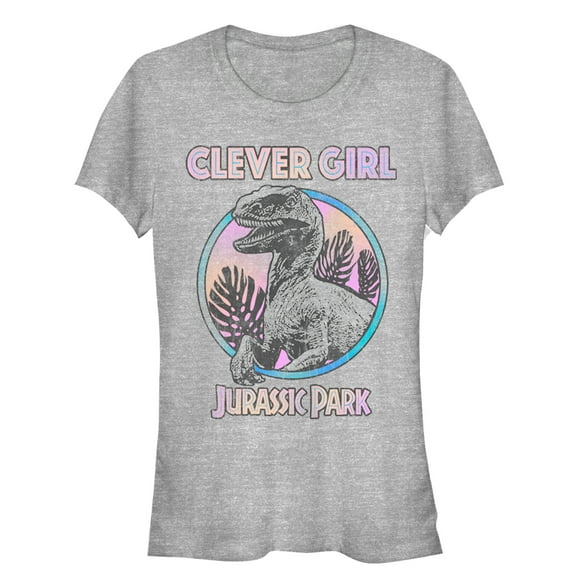 Junior's Jurassic World Retro Clever Girl  Graphic Tee Athletic Heather Medium