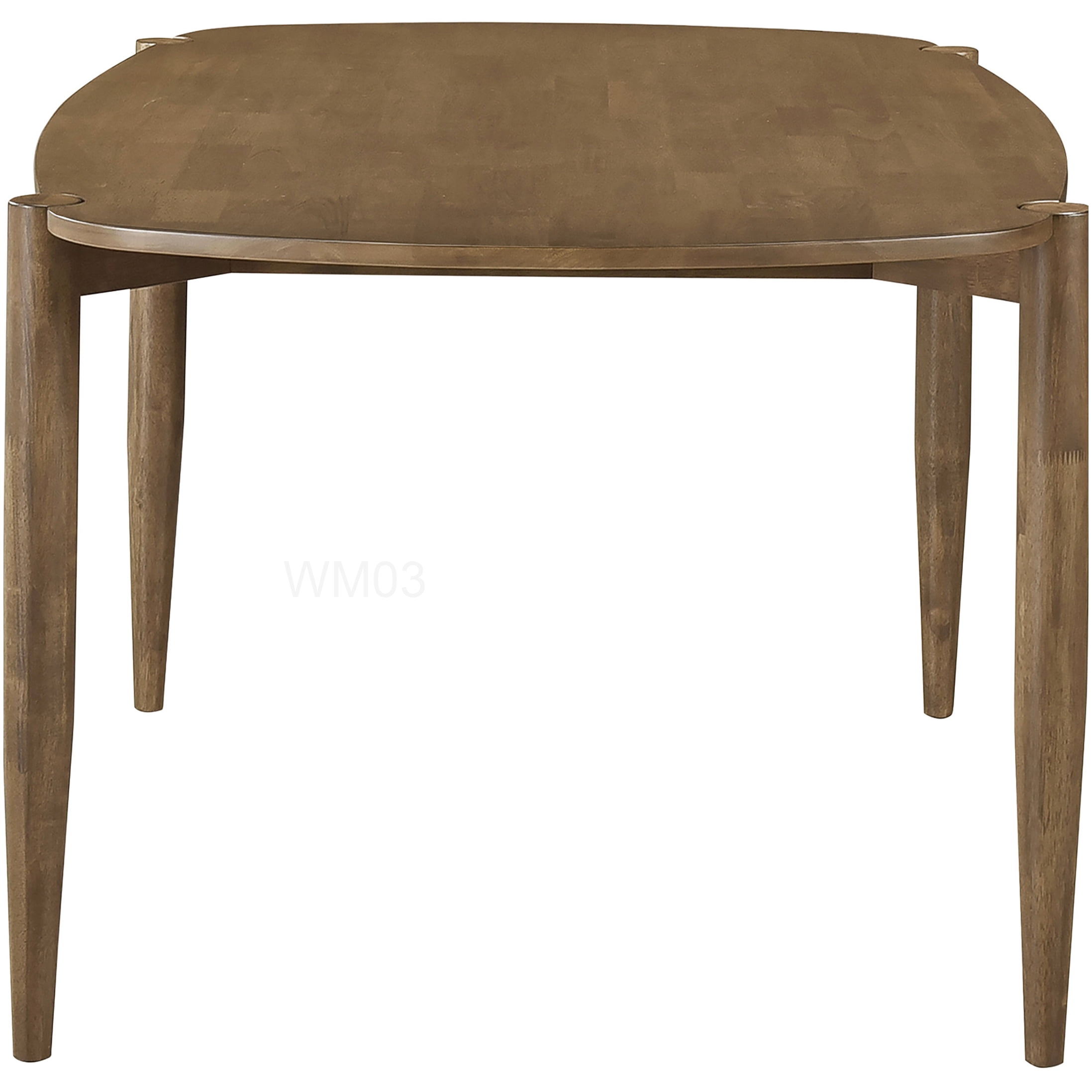 Modern Walnut Finish Dining Table, Solid Wood Rectangular Kitchen Table with Rounded Edges for Dining Room