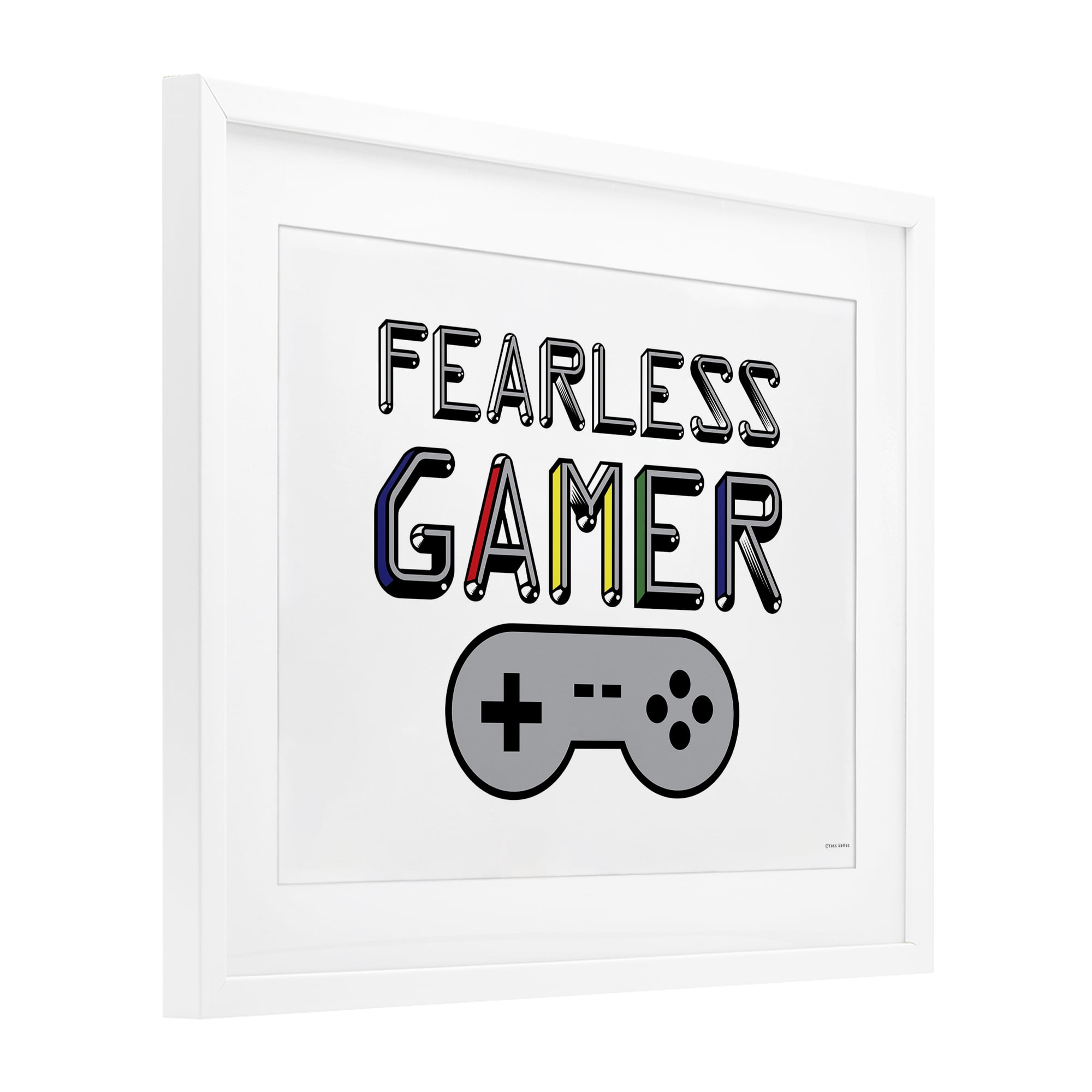 Stupell Industries Fearless Gamer Retro White Framed Print Under Glass, design by Yass Naffas Designs