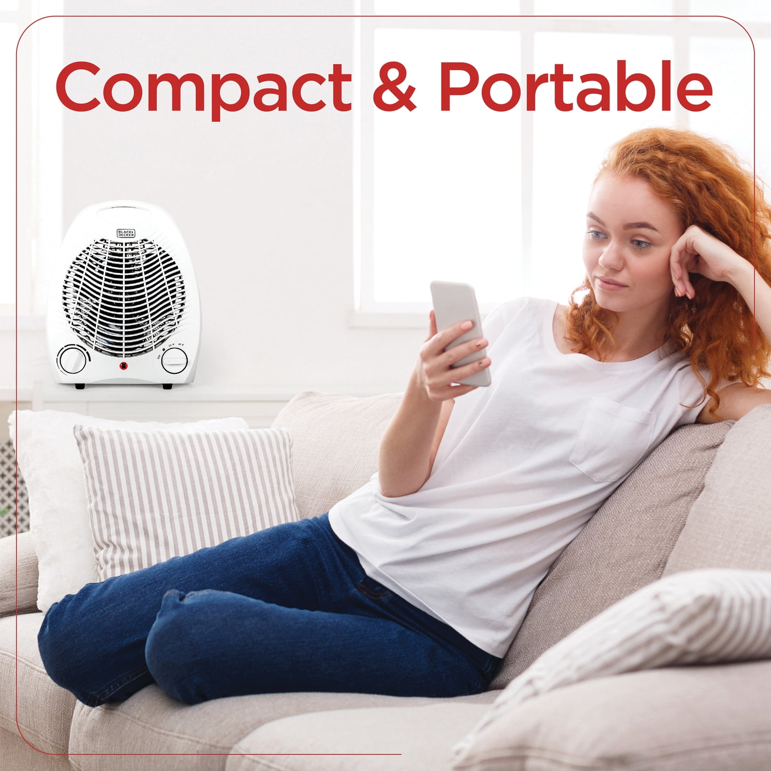 BLACK+DECKER 1,500-Watt-Max Personal Desktop Heater with Fan Setting, White