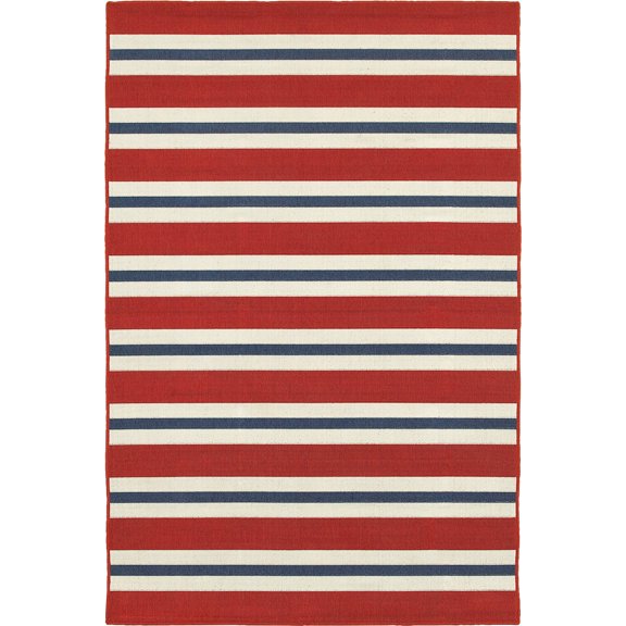 Moretti Constant Area Rug 5701R Red Bars Lines 6' 7" x  9' 6" Rectangle