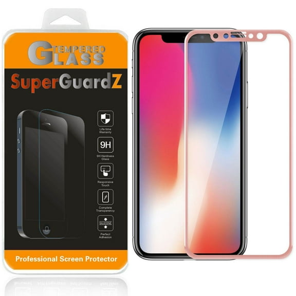 [2-Pack] iPhone X / iPhone 10 Year Edition SuperGuardZ Tempered Glass Screen Protector [Full Coverage, Edge-To-Edge Protection], Anti-Scratch, Anti-Shock [Rose Pink]