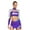 Purple, variant on TiaoBug Women Two Pieces Outfits Cheerleading Uniform Long Sleeve Cross Straps Crop Tops & Skirt Dancewear Navy Blue XXL