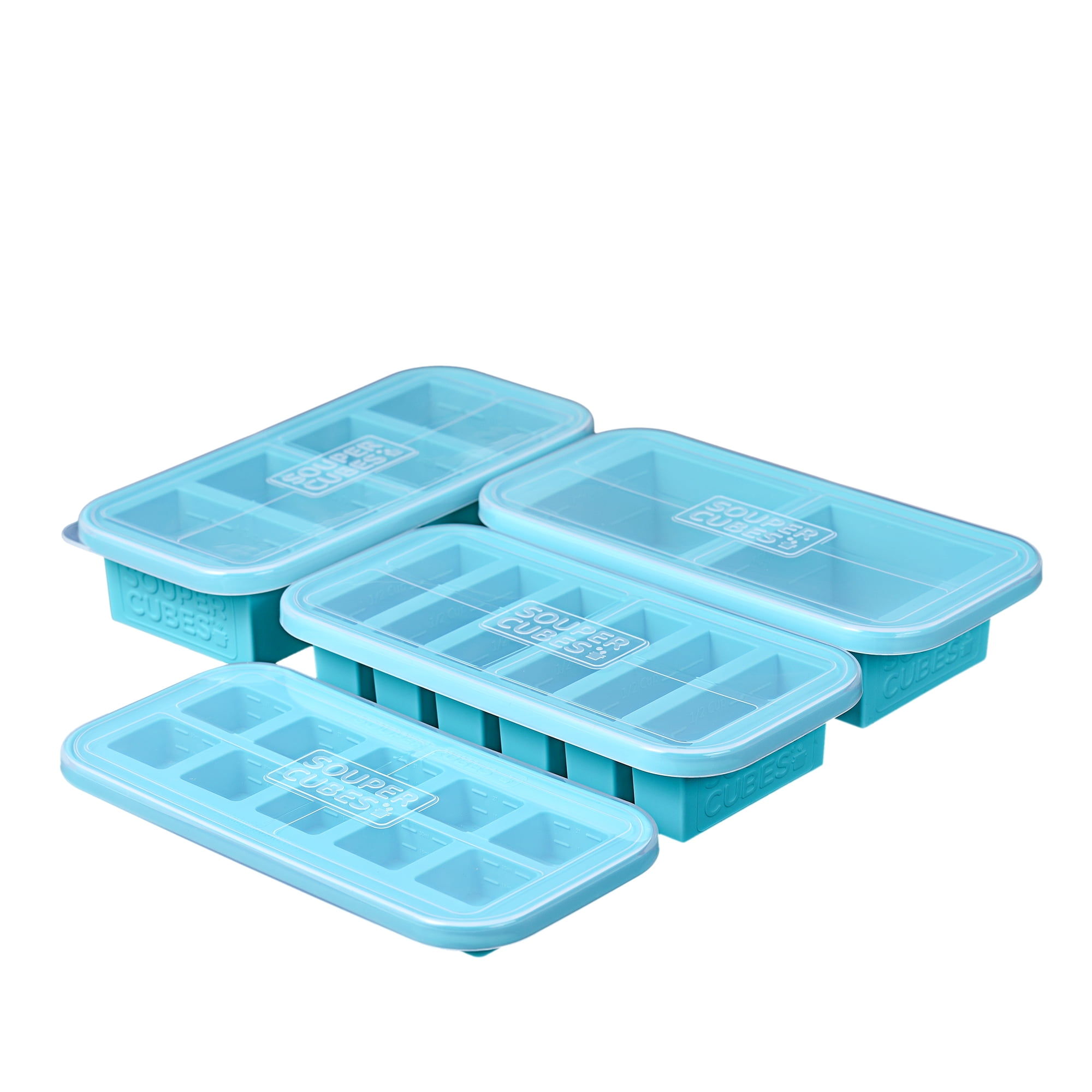 Kitchen Silicone Freezer Tray with Lid Easy Release Molds for Food Storage & Freeze Soup, Broth - Sky Blue
