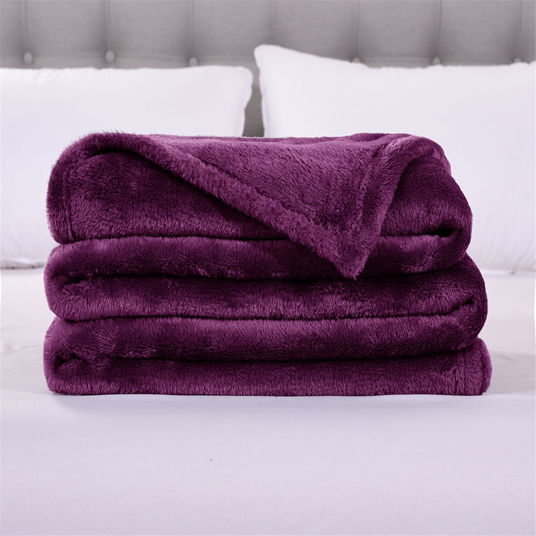 Fleece Bed Blanket, Queen Size, Purple photo 3