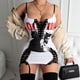 thumbnail image 2 of Vestido corto ajustado con estampado de personajes para mujer, sexy, con tirantes finos, sin mangas, con agujeros y cordones para fiesta y discoteca, 2 of 5