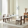 thumbnail image 4 of LivinVeluris Chairs Set of 2, Modern Dining Chairs Mid-Century, (White Teddy Velvet/Brown Legs Set of 2), 4 of 9