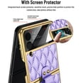 thumbnail image 2 of Dteck Samsung Z Flip 3 Case, Galaxy Z Flip 3 Case with Ring Stand, Premium Luxury PU Leather Fashion Cover With Camera Lens Protector Shockproof Protective Case for Samsung Galaxy Z Flip 3 - Purple, 2 of 5