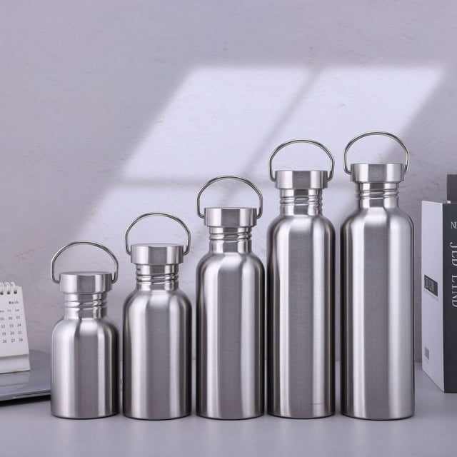 Bouteille d'Eau Portable en Acier Inoxydable avec Poignée 2000ml/1000ml/500ml Flasques de Sport Voyage Cyclisme Randonnée Camping Vélo