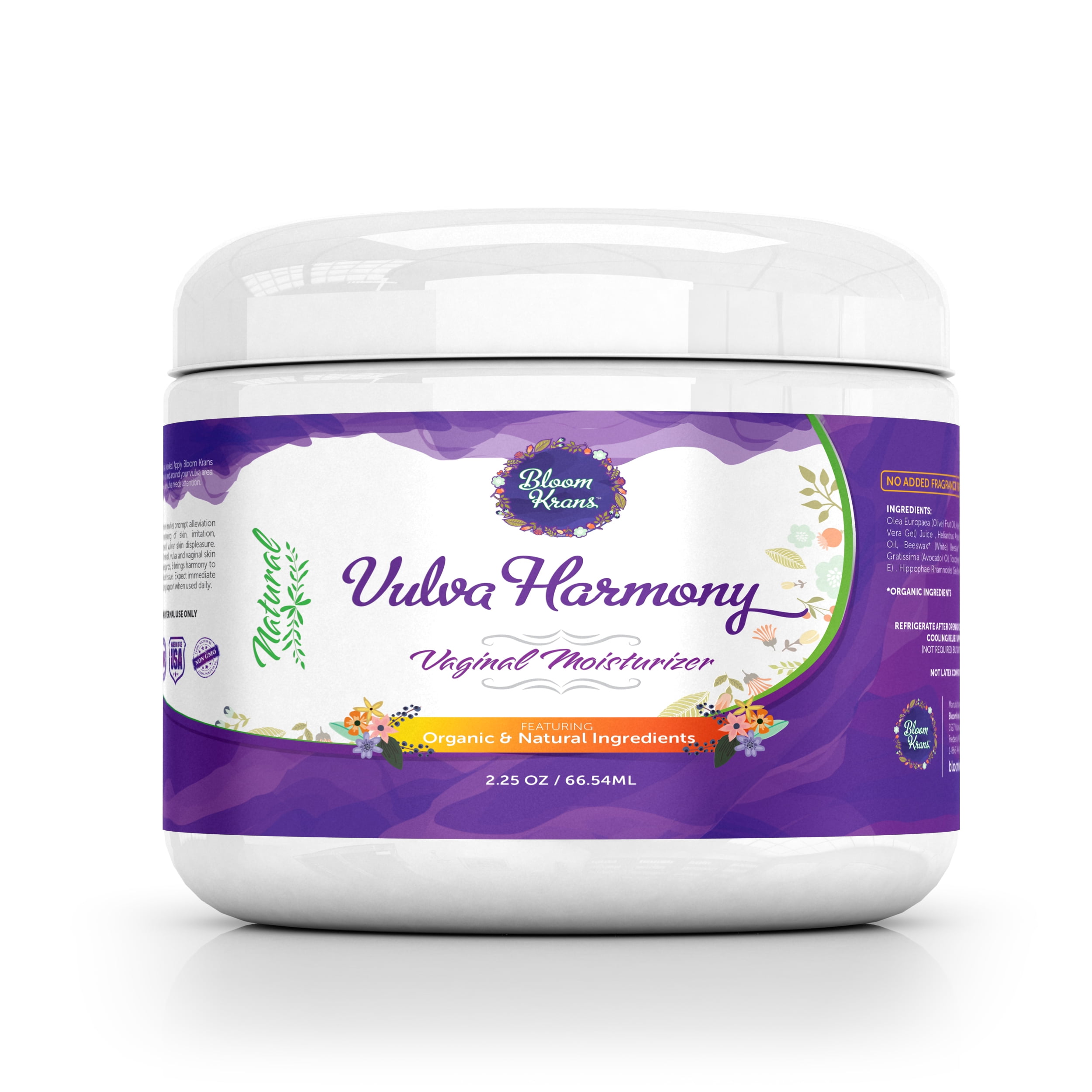 Bloom Krans Vulva Harmony Vaginal Moisturizer, Unscented, 2.25 Oz, 3 Jars