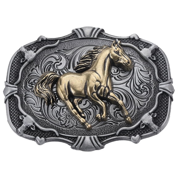 Running Horse Zinc Alloy Belt Buckle for Men Vintage Belt Buckle Gunmetal & Golden 64x84x12.5mm