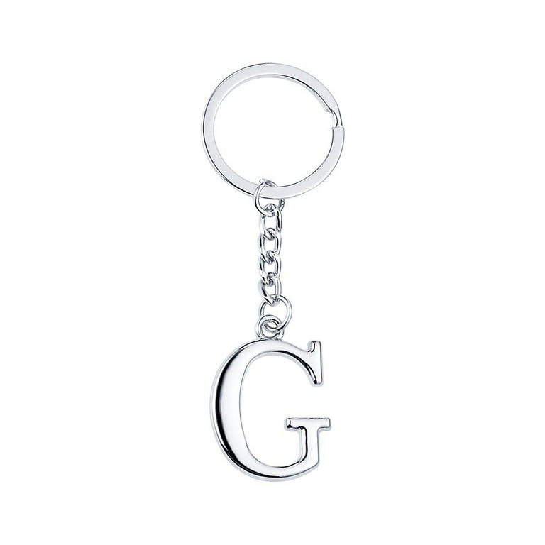 Keychain Initial Letter Key Chain Silver for Men Women Personalized  Alphabet Monogram Keychain for Car Keys, H