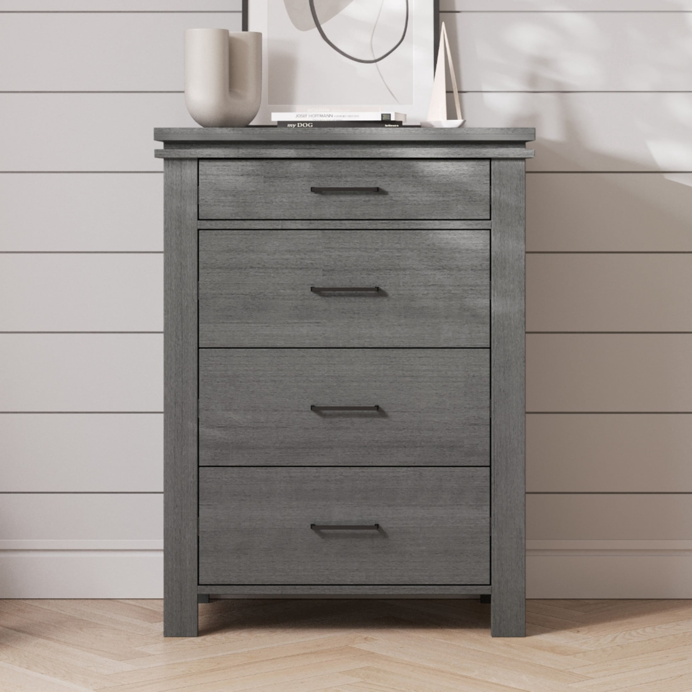 Child Craft Denman Crib, Dresser & Chest Nursery Set, 4-in-1 Convertible Crib, Midnight Gray, 3-Piece
