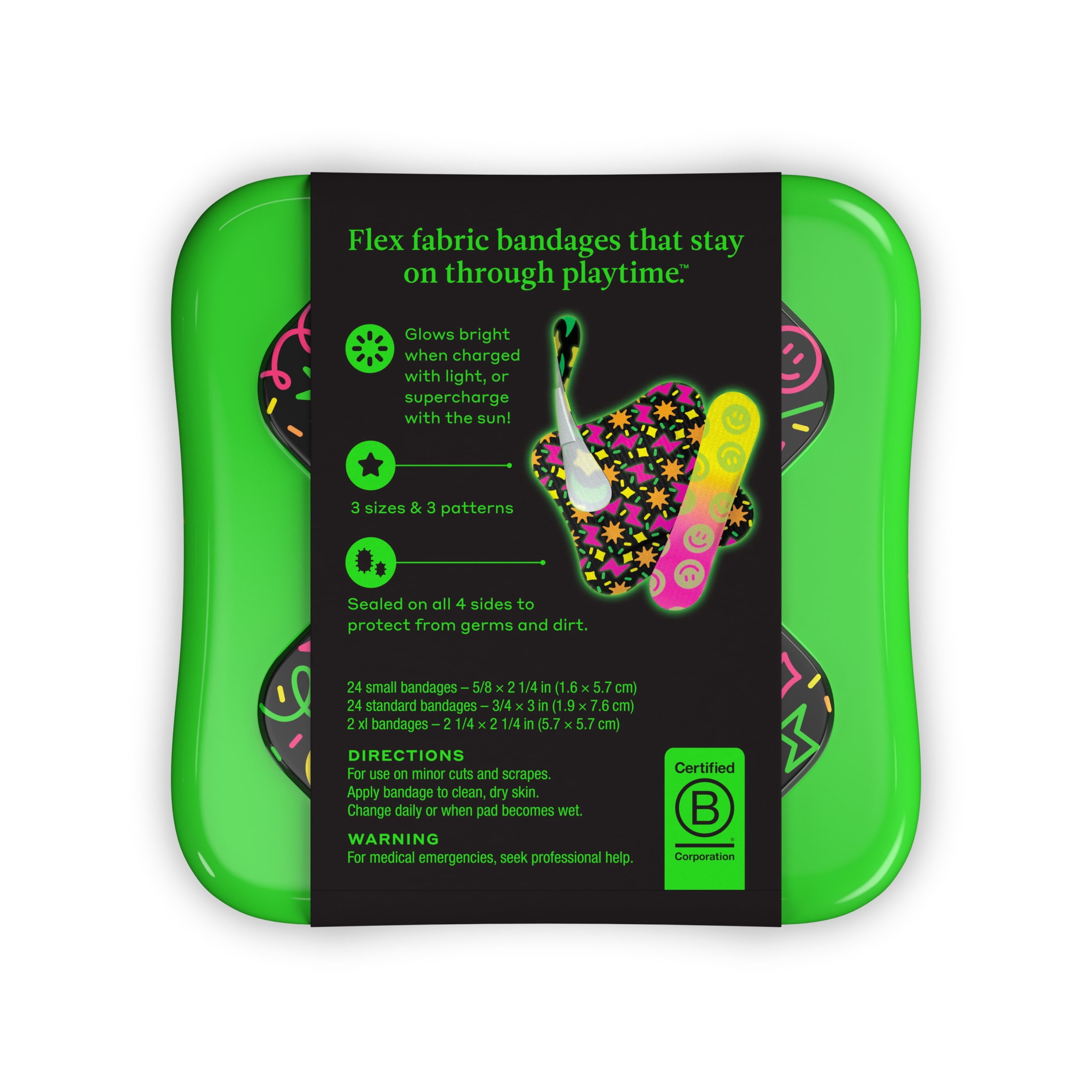 (3 pack) Welly Glow in the Dark Flex Fabric Bandages 50ct