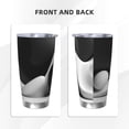 thumbnail image 3 of Susaid Black White Fluid Sculpture Print 20oz Car Cup,Insulated Coffee Cup Fully Spill Proof Travel Coffee Mug, Stainless Steel Tumbler for Work Home Outdoor Car-Straw Three-piece Set, 3 of 8