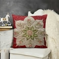 thumbnail image 2 of Christmas Braided Holly Lace Pattern, Polyester Burlap Fabric, Lace Border, Embroidered, Poinsettia - Stars,  Decorative Throw Pillow Cover, 2 of 5