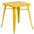 thumbnail image 4 of Flash Furniture Owen Commercial Grade 23.75" Square Yellow Metal Indoor-Outdoor Table Set with 2 Stack Chairs, 4 of 5