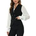 thumbnail image 5 of INSPIRE CHIC Women's Suit Vest Double Breasted Business Lapel Dressy Waistcoat Vest XS Black, 5 of 7
