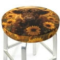 thumbnail image 3 of Balery Cute Cow Sunflower Field Fundas de asiento para taburete de bar redondo de tela de terciopelo ajustables que protegen de arañazos y manchas para sillas de 14 a 17 pulgadas.-13 inch, 3 of 7