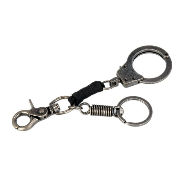 Llavero punk con hebilla pequeña para hombre, llavero con colgante de puño Negro