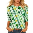 thumbnail image 2 of Uootdi St Patricks Day 3/4 Sleeve Shirt for Women Plus Size Funny Cute Saints Patrick's Tops Irish Shamrocks Printed Outfit Gift, 2 of 6