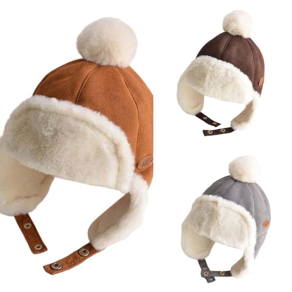 Wdgfv Baby Winter Trapper Hat Earflap Ushanka Cap Suede Russian Ski Hat Beanie Hat 1-3 Years