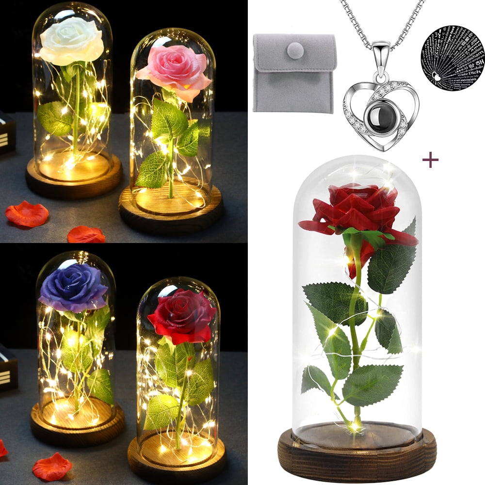 Romantic Gift Preserved Rose Beauty And The Beast Rose Rose In Glass
